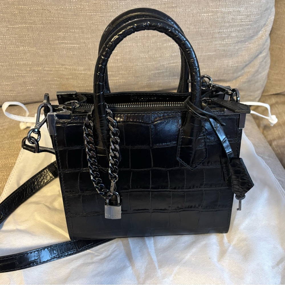 The Kooples Crocodile-Embossed Handbag